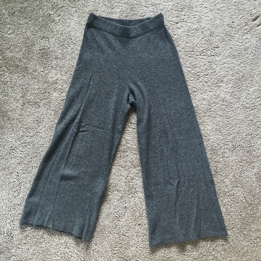 Zara Gray Wide-Leg Sweater Pants